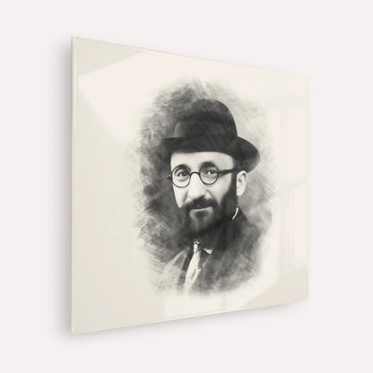 Rabbi Eliyahu Eliezer Dessler – Black & White – Acrylic Glass Square | Jewish Wall Art, Gedolim Pictures