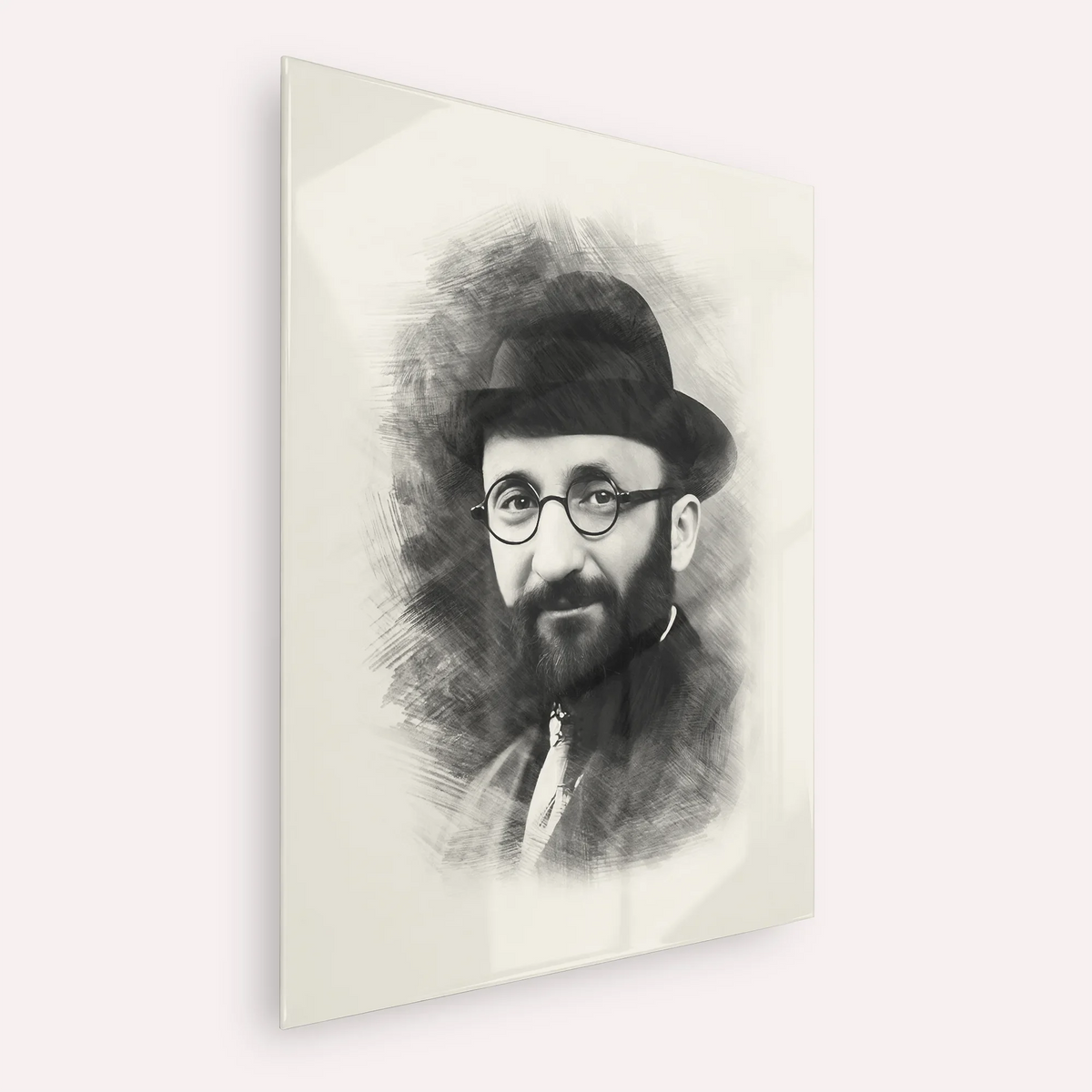 Rabbi Eliyahu Eliezer Dessler – Black & White – Acrylic Glass Vertical | Jewish Wall Art, Gedolim Pictures