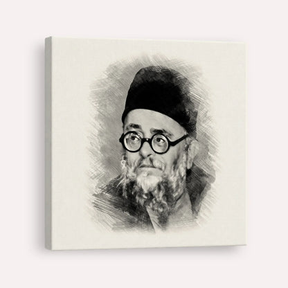Rabbi Ezra Attiya – Black & White – Canvas Square | Jewish Wall Art, Gedolim Pictures