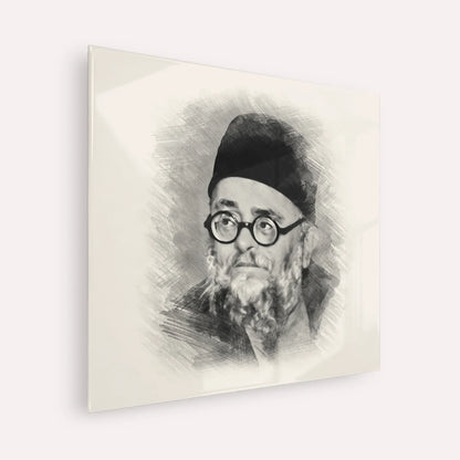 Rabbi Ezra Attiya – Black & White – Acrylic Glass Square | Jewish Wall Art, Gedolim Pictures