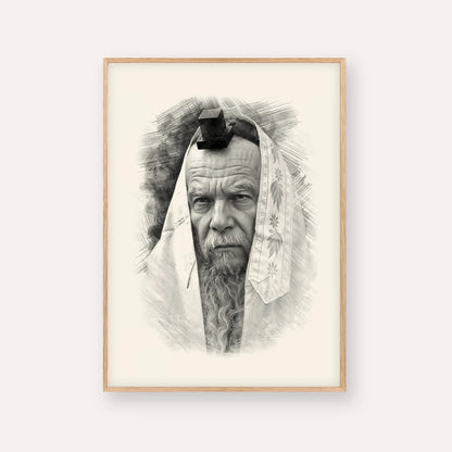 Rabbi Gershon Edelstein – Black & White – Wood Frame Vertical | Jewish Wall Art, Gedolim Pictures