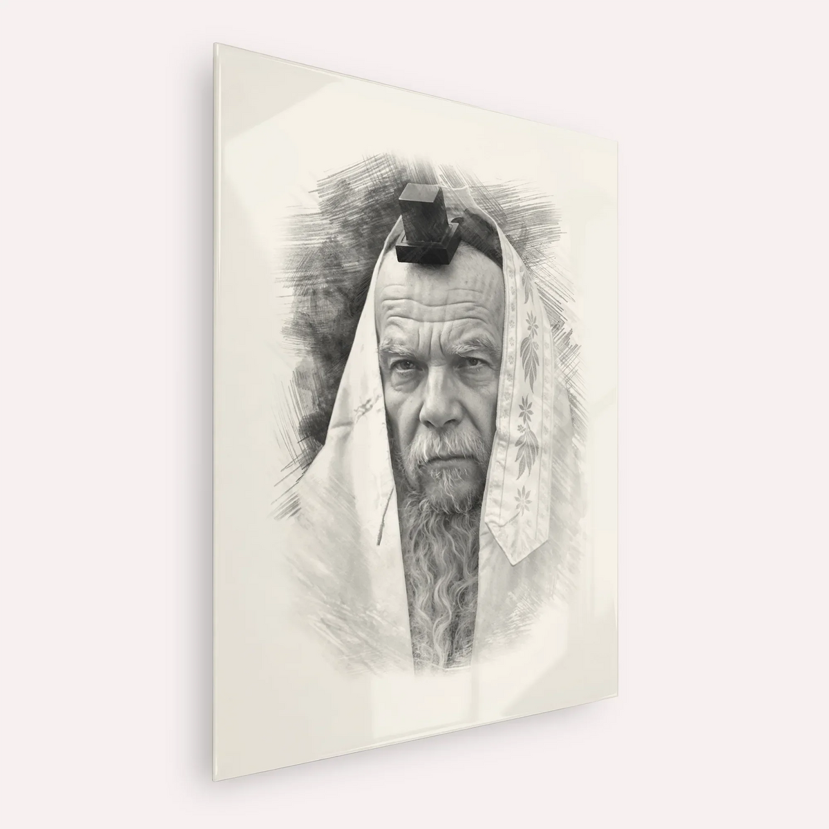 Rabbi Gershon Edelstein – Black & White – Acrylic Glass Vertical | Jewish Wall Art, Gedolim Pictures