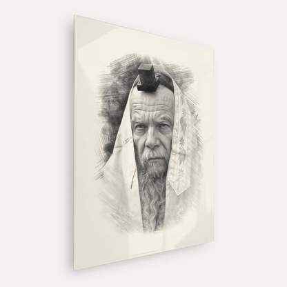 Rabbi Gershon Edelstein – Black & White – Acrylic Glass Vertical | Jewish Wall Art, Gedolim Pictures