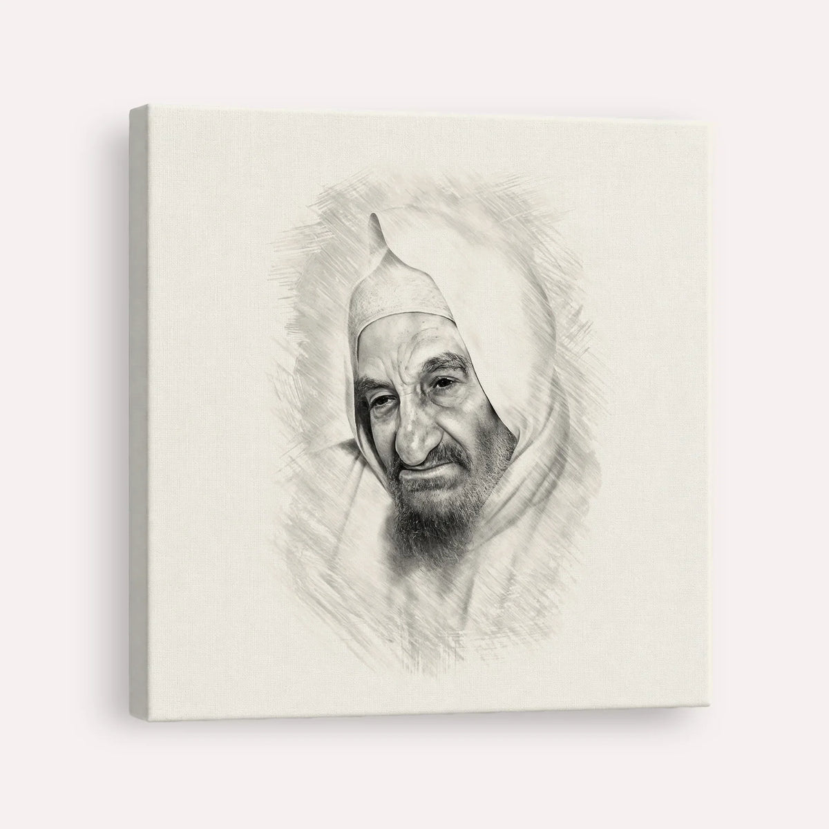 Rabbi Israel Abuhatzeira (Baba Sali) – Black & White – Canvas Square | Jewish Wall Art, Gedolim Pictures