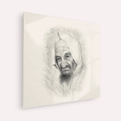 Rabbi Israel Abuhatzeira (Baba Sali) – Black & White – Acrylic Glass Square | Jewish Wall Art, Gedolim Pictures