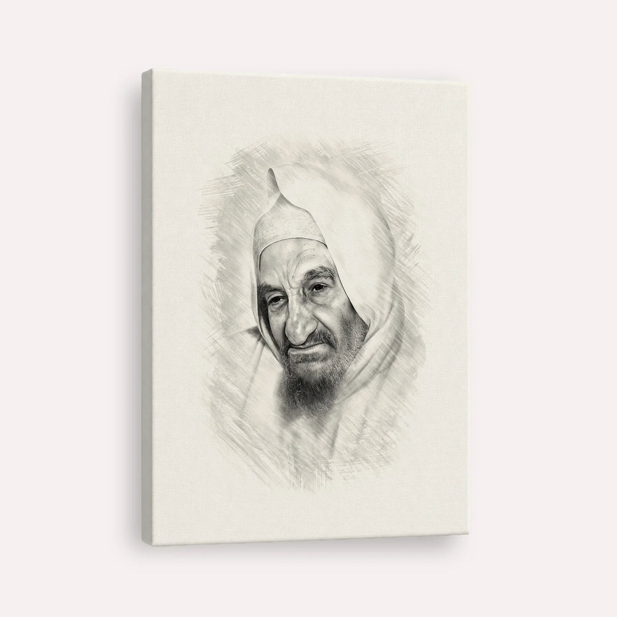 Rabbi Israel Abuhatzeira (Baba Sali) – Black & White – Canvas Vertical | Jewish Wall Art, Gedolim Pictures