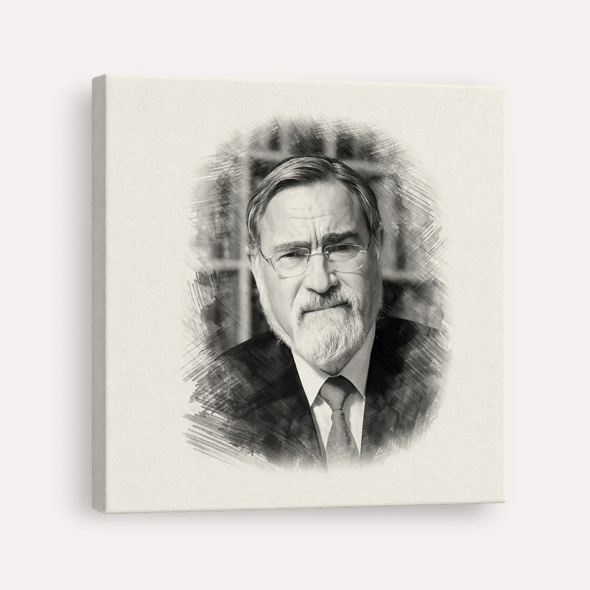 Rabbi Jonathan Sacks – Black & White – Canvas Square | Jewish Wall Art, Gedolim Pictures