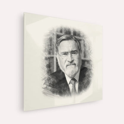 Rabbi Jonathan Sacks – Black & White – Acrylic Glass Square | Jewish Wall Art, Gedolim Pictures