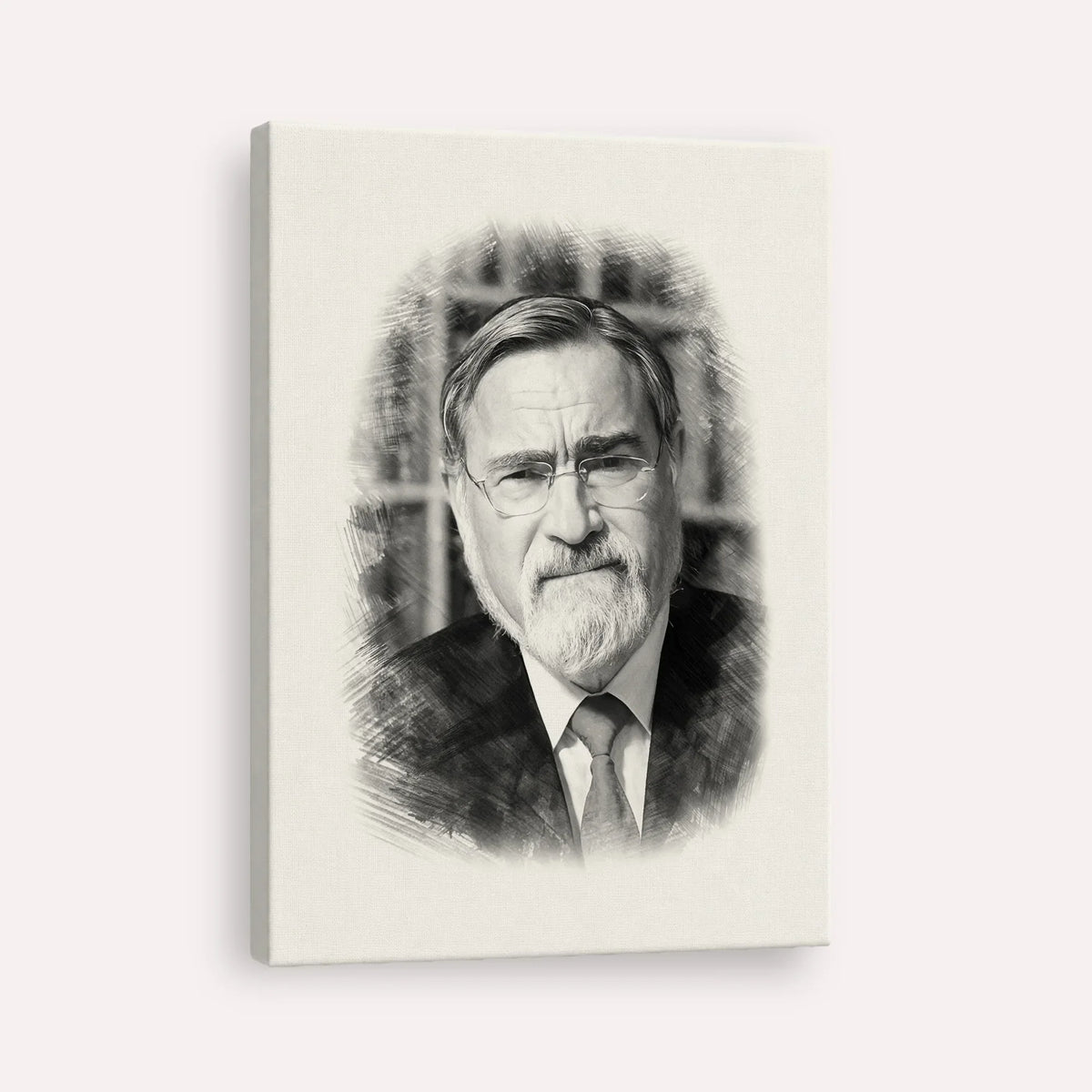Rabbi Jonathan Sacks – Black & White – Canvas Vertical | Jewish Wall Art, Gedolim Pictures