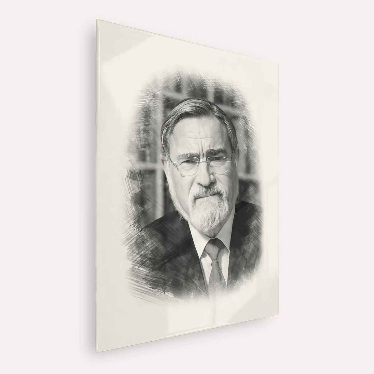 Rabbi Jonathan Sacks – Black & White – Acrylic Glass Vertical | Jewish Wall Art, Gedolim Pictures