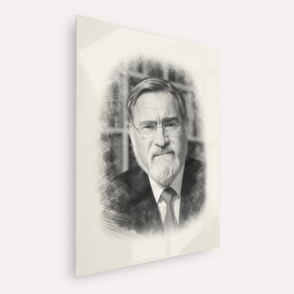 Rabbi Jonathan Sacks – Black & White – Acrylic Glass Vertical | Jewish Wall Art, Gedolim Pictures