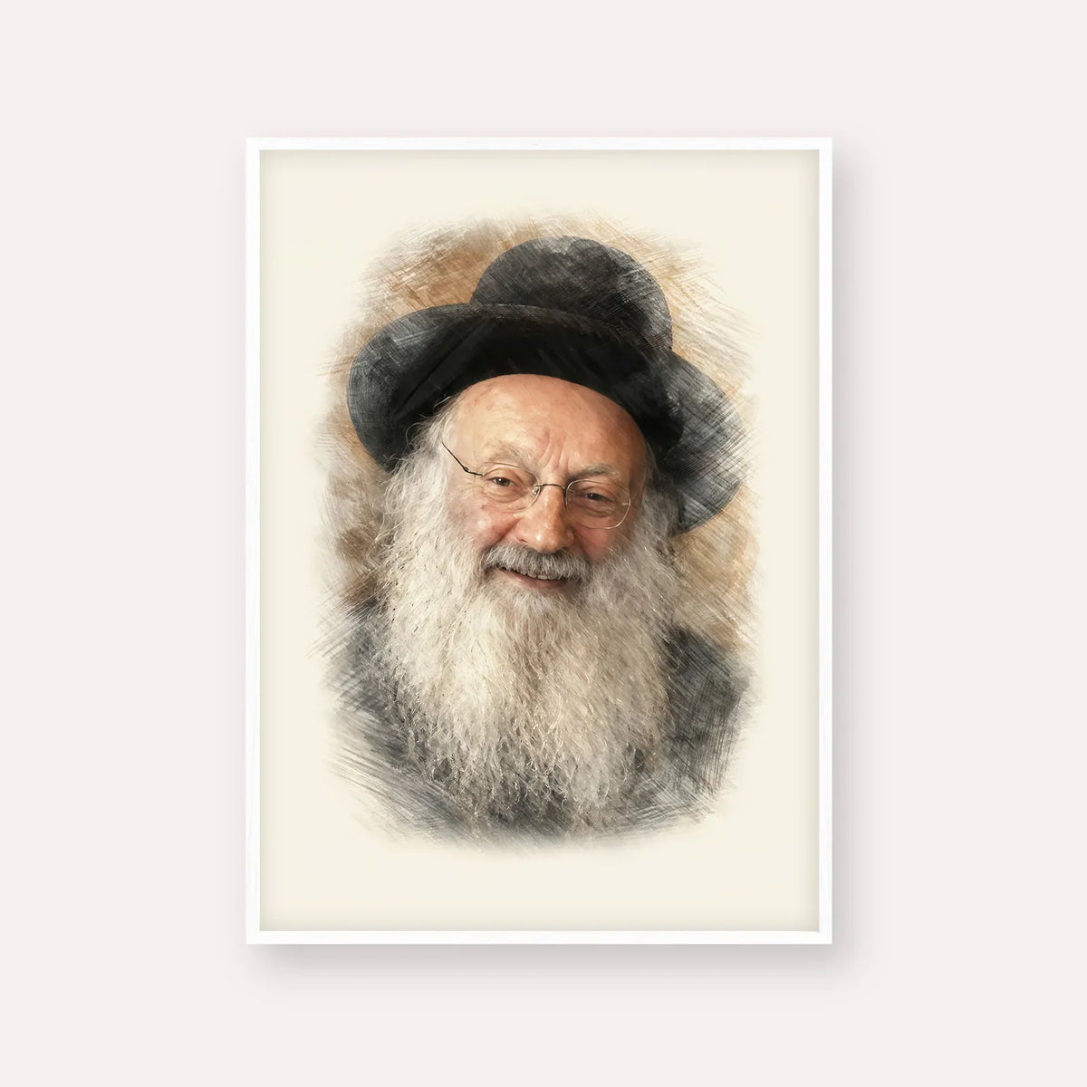 Rabbi Matisyahu Salomon – White Frame Vertical | Jewish Wall Art, Gedolim Pictures