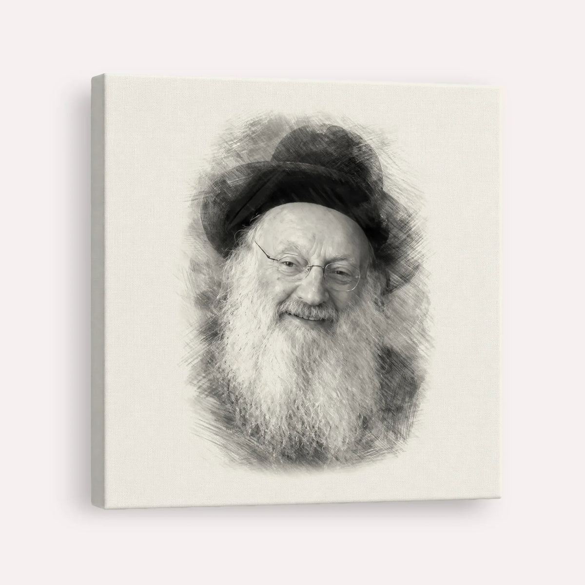 Rabbi Matisyahu Salomon – Black & White – Canvas Square | Jewish Wall Art, Gedolim Pictures