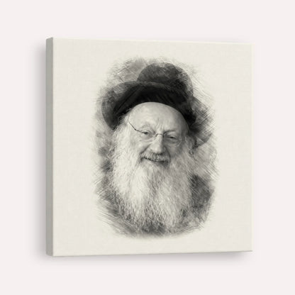 Rabbi Matisyahu Salomon – Black & White – Canvas Square | Jewish Wall Art, Gedolim Pictures