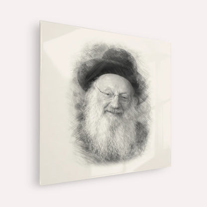 Rabbi Matisyahu Salomon – Black & White – Acrylic Glass Square | Jewish Wall Art, Gedolim Pictures