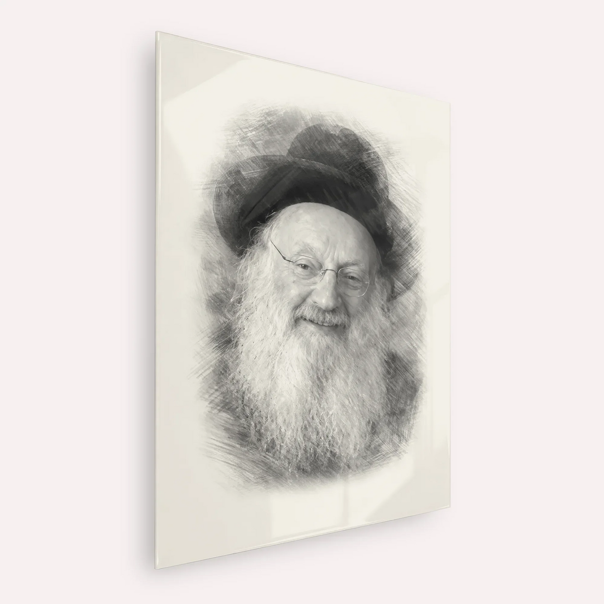 Rabbi Matisyahu Salomon – Black & White – Acrylic Glass Vertical | Jewish Wall Art, Gedolim Pictures