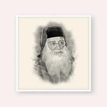 Rabbi Meir Abuhatzeira (Baba Meir) – Black & White – White Frame Square | Jewish Wall Art, Gedolim Pictures