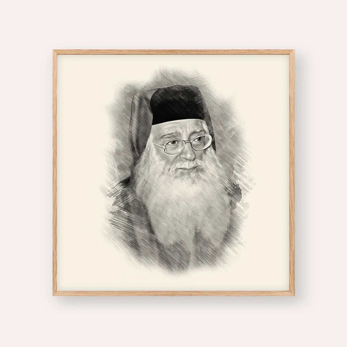 Rabbi Meir Abuhatzeira (Baba Meir) – Black & White – Wood Frame Square | Jewish Wall Art, Gedolim Pictures