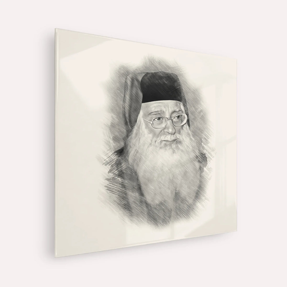 Rabbi Meir Abuhatzeira (Baba Meir) – Black & White – Acrylic Glass Square | Jewish Wall Art, Gedolim Pictures