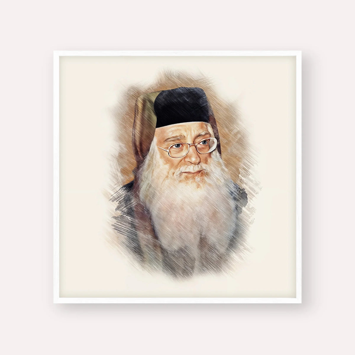 Rabbi Meir Abuhatzeira (Baba Meir) – White Frame Square | Jewish Wall Art, Gedolim Pictures