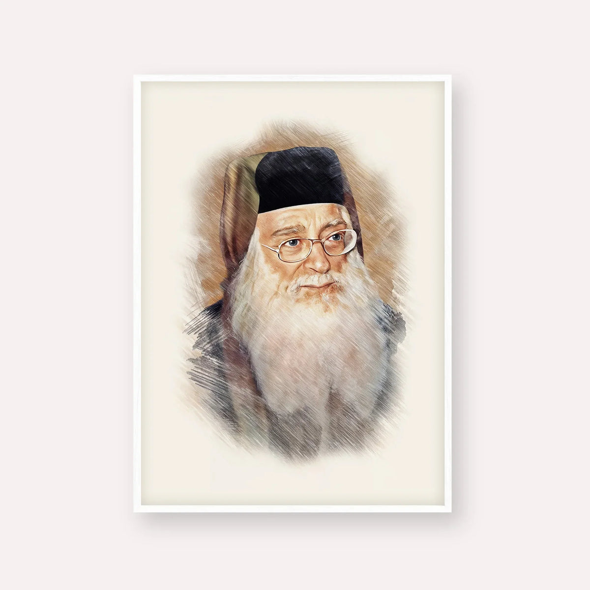 Rabbi Meir Abuhatzeira (Baba Meir) – White Frame Vertical | Jewish Wall Art, Gedolim Pictures