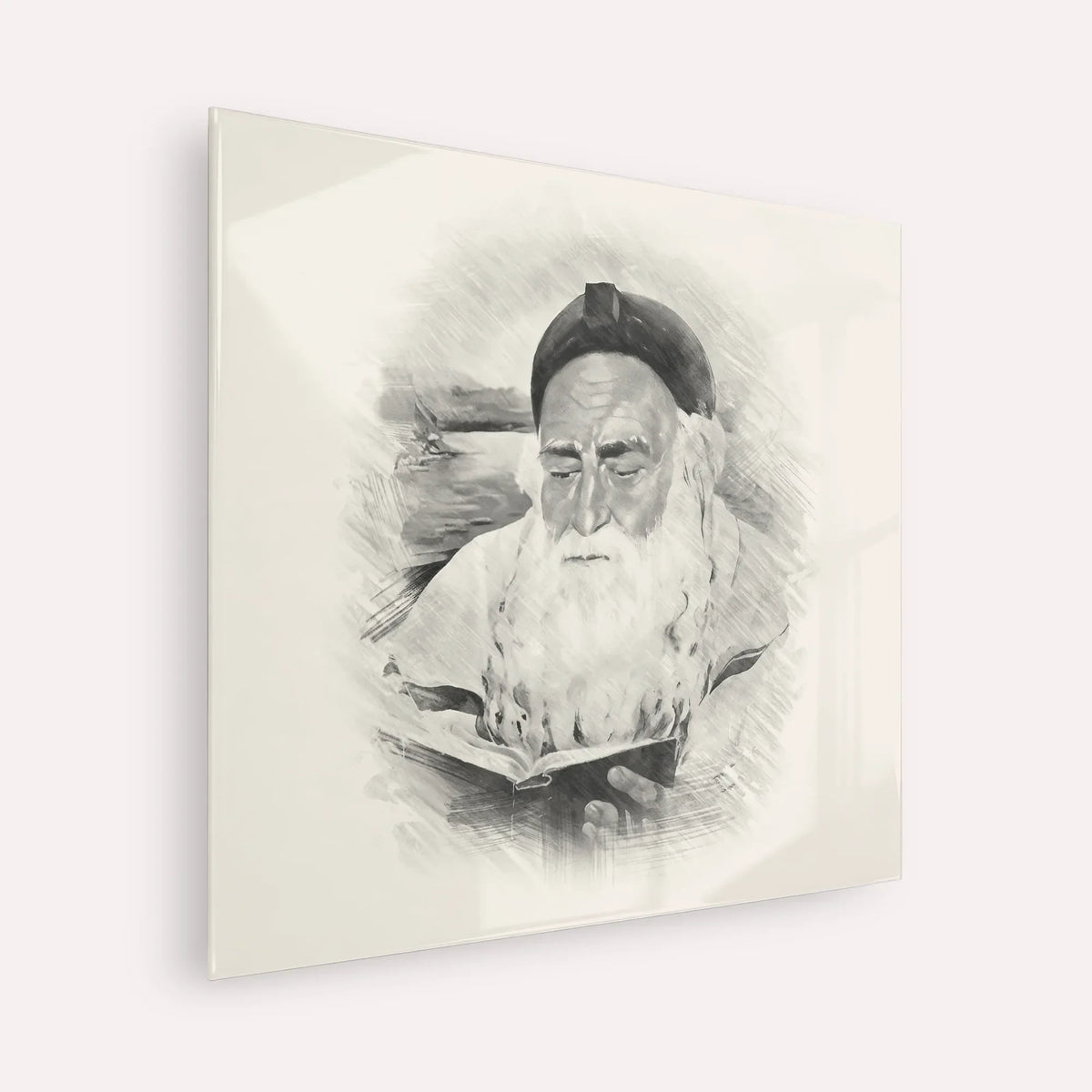 Rabbi Meir Baal Hanes – Black & White – Acrylic Glass Square | Jewish Wall Art, Gedolim Pictures