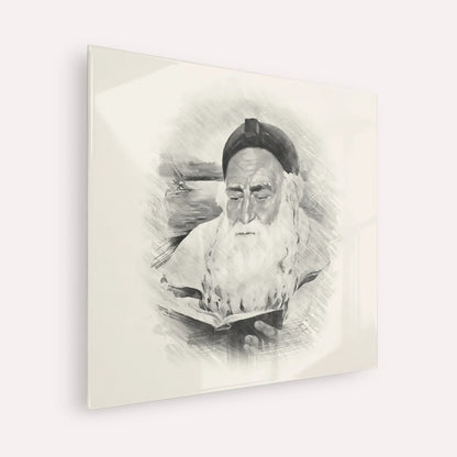 Rabbi Meir Baal Hanes – Black & White – Acrylic Glass Square | Jewish Wall Art, Gedolim Pictures
