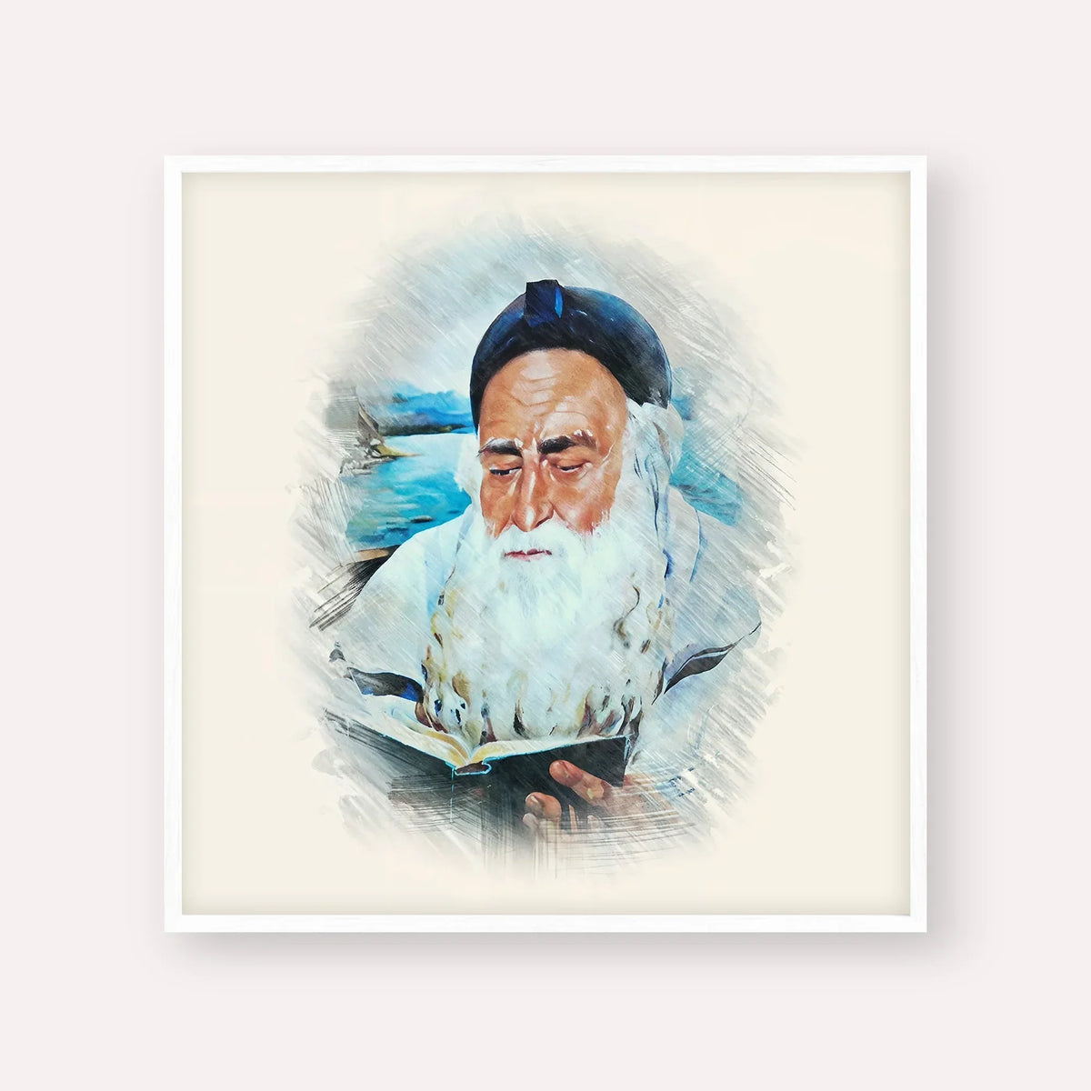 Rabbi Meir Baal Hanes – White Frame Square | Jewish Wall Art, Gedolim Pictures