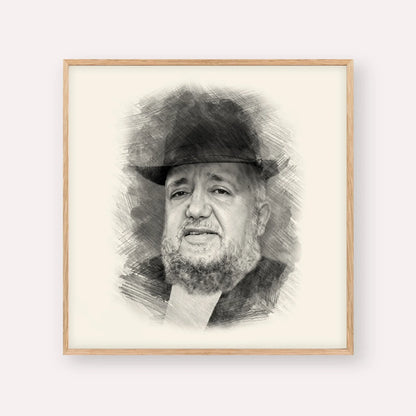 Rabbi Meir Mazuz – Black & White – Wood Frame Square | Jewish Wall Art, Gedolim Pictures