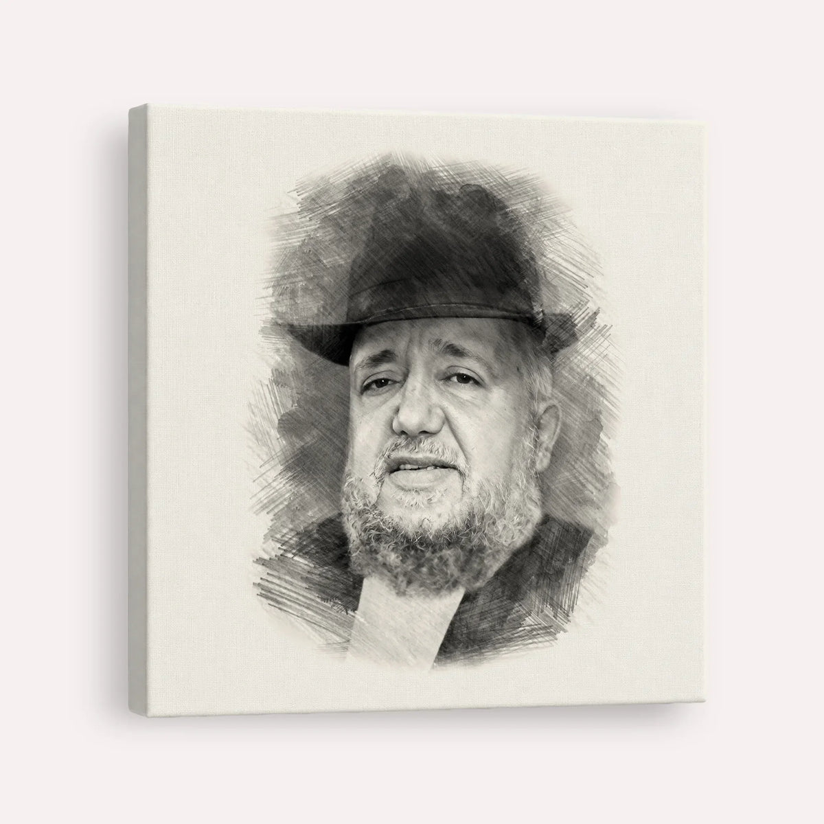 Rabbi Meir Mazuz – Black & White – Canvas Square | Jewish Wall Art, Gedolim Pictures