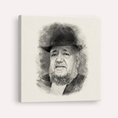 Rabbi Meir Mazuz – Black & White – Canvas Square | Jewish Wall Art, Gedolim Pictures