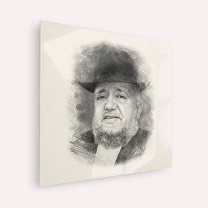 Rabbi Meir Mazuz – Black & White – Acrylic Glass Square | Jewish Wall Art, Gedolim Pictures