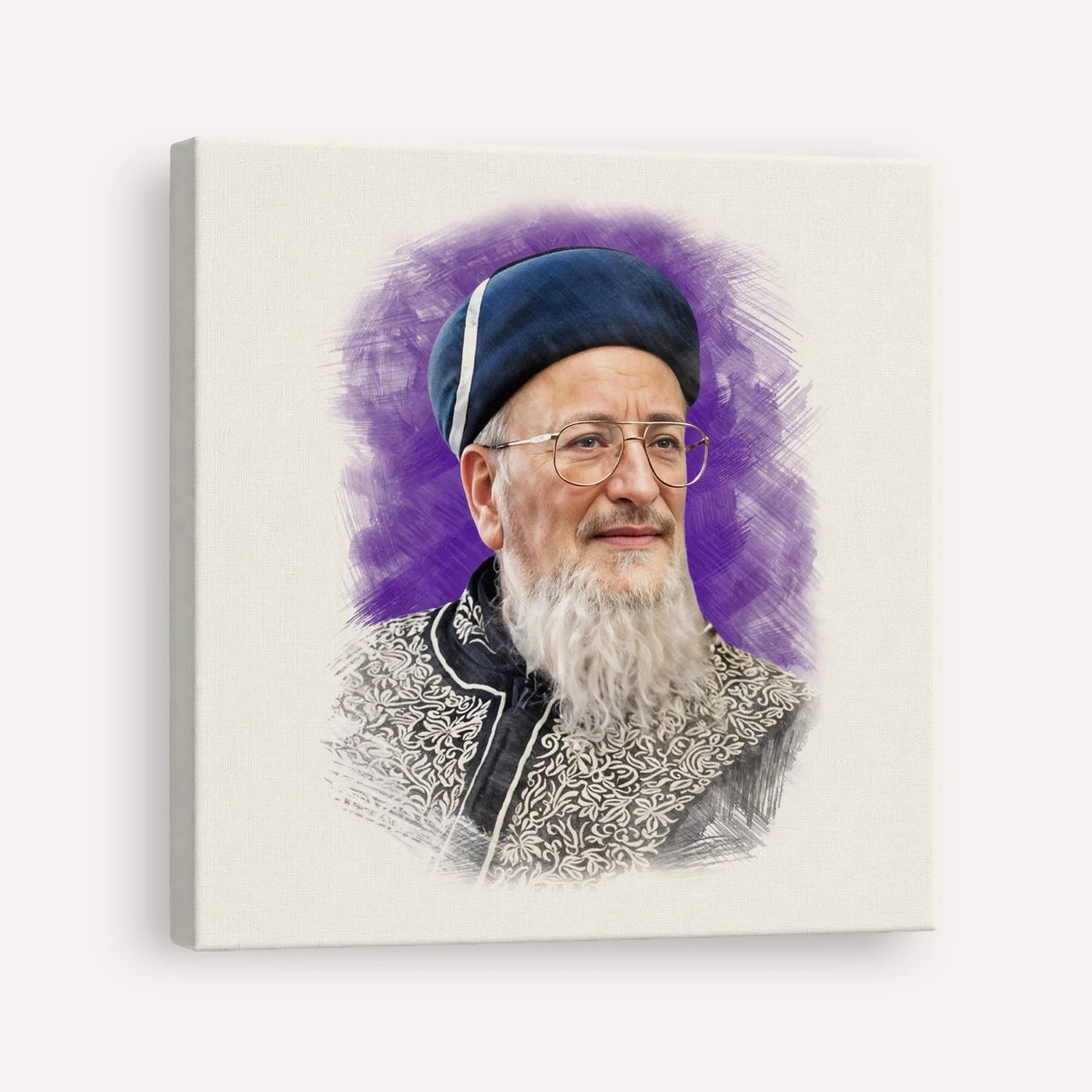 Rabbi Mordechai Eliyahu – Canvas Square | Jewish Wall Art, Gedolim Pictures