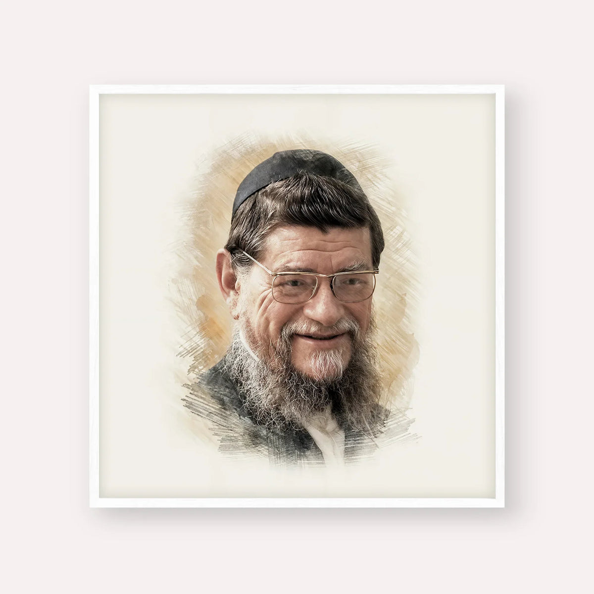 Rabbi Mordechai Gifter – White Frame Square | Jewish Wall Art, Gedolim Pictures