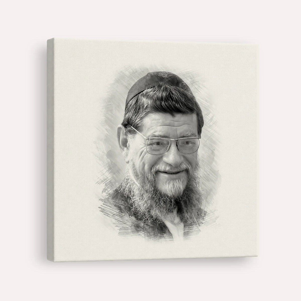 Rabbi Mordechai Gifter – Black & White – Canvas Square | Jewish Wall Art, Gedolim Pictures
