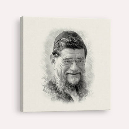 Rabbi Mordechai Gifter – Black & White – Canvas Square | Jewish Wall Art, Gedolim Pictures