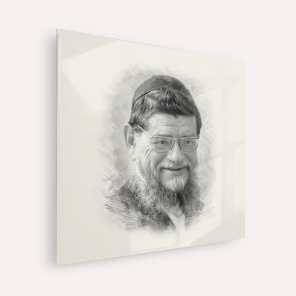 Rabbi Mordechai Gifter – Black & White – Acrylic Glass Square | Jewish Wall Art, Gedolim Pictures