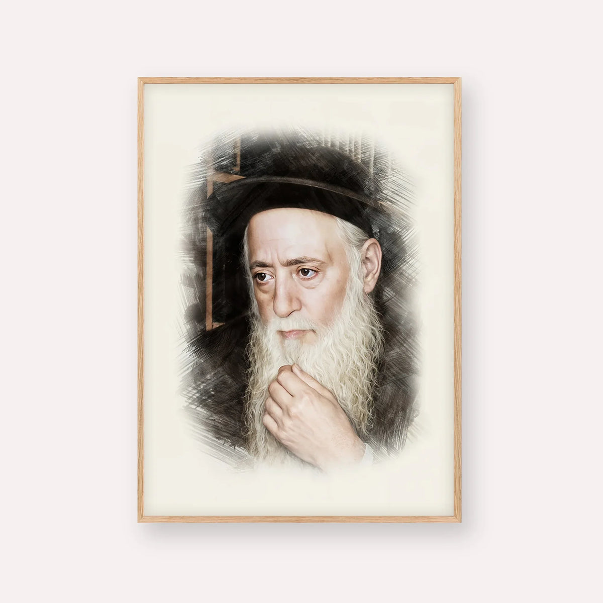 Rabbi Moshe Aharon Pinto – Wood Frame Vertical | Jewish Wall Art, Gedolim Pictures