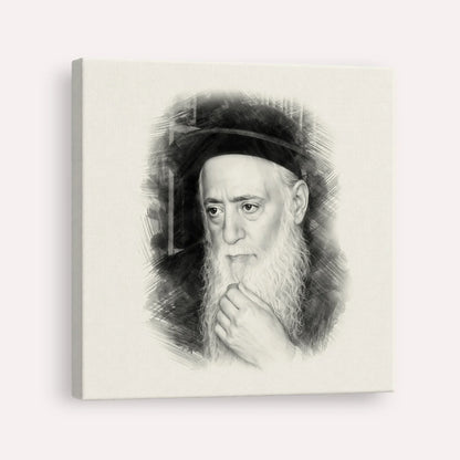 Rabbi Moshe Aharon Pinto – Black & White – Canvas Square | Jewish Wall Art, Gedolim Pictures