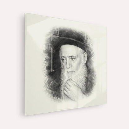 Rabbi Moshe Aharon Pinto – Black & White – Acrylic Glass Square | Jewish Wall Art, Gedolim Pictures