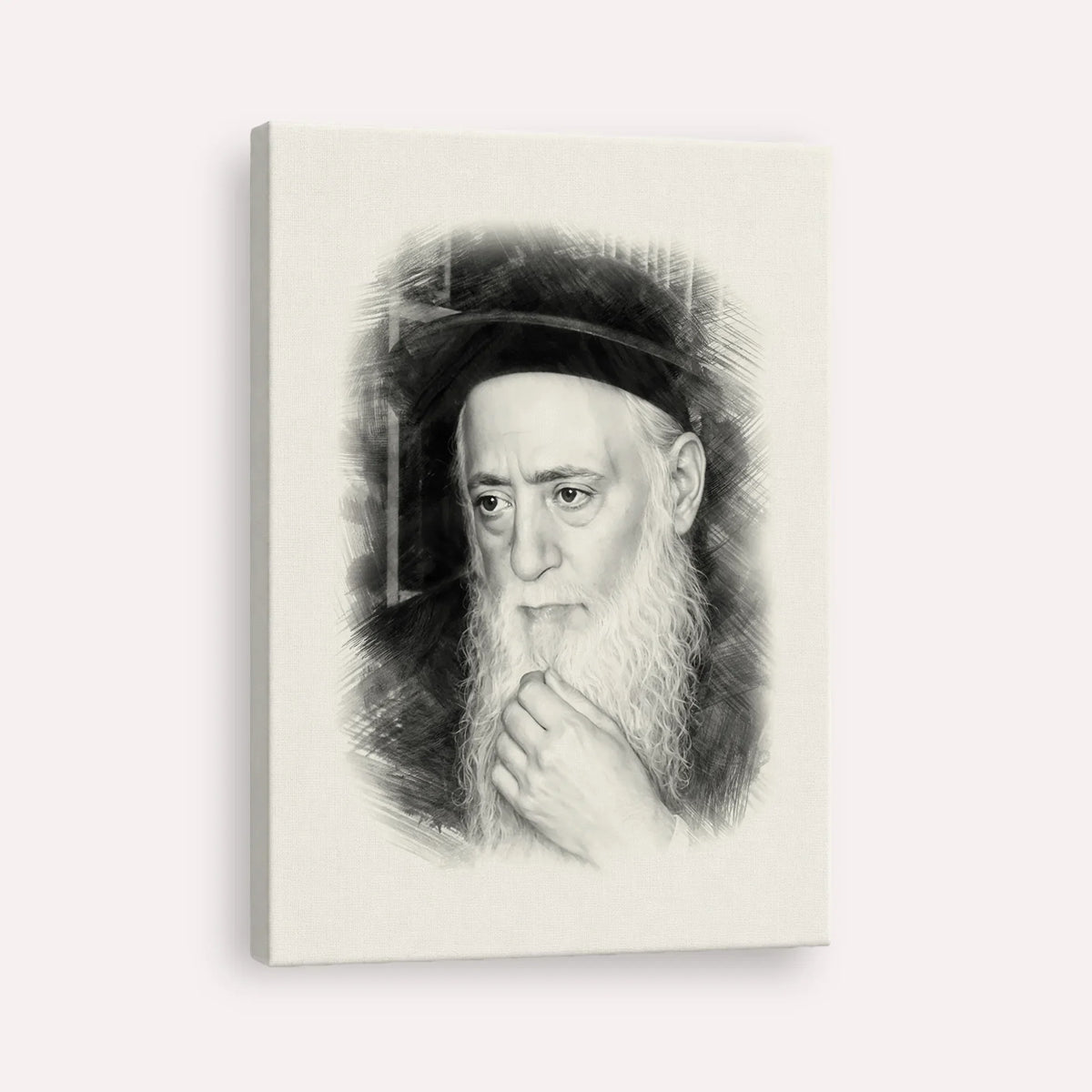 Rabbi Moshe Aharon Pinto – Black & White – Canvas Vertical | Jewish Wall Art, Gedolim Pictures