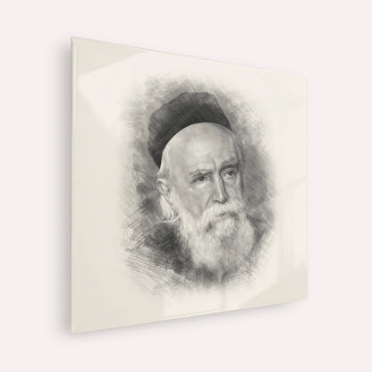 Rabbi Moshe Feinstein – Black & White – Acrylic Glass Square | Jewish Wall Art, Gedolim Pictures