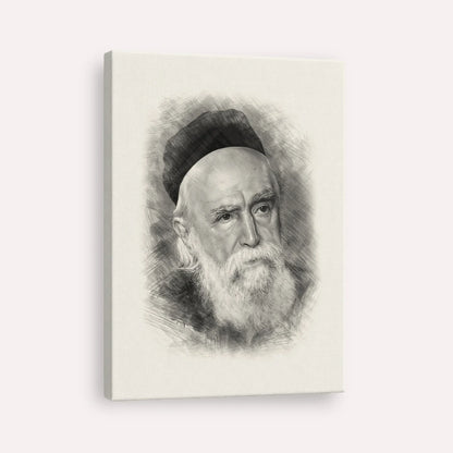 Rabbi Moshe Feinstein – Black & White – Canvas Vertical | Jewish Wall Art, Gedolim Pictures