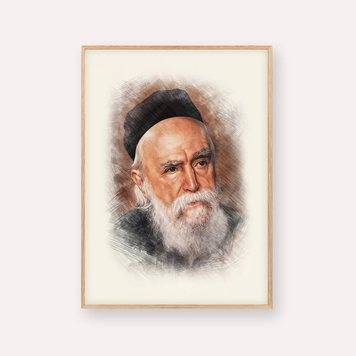Rabbi Moshe Feinstein – Wood Frame Vertical | Jewish Wall Art, Gedolim Pictures