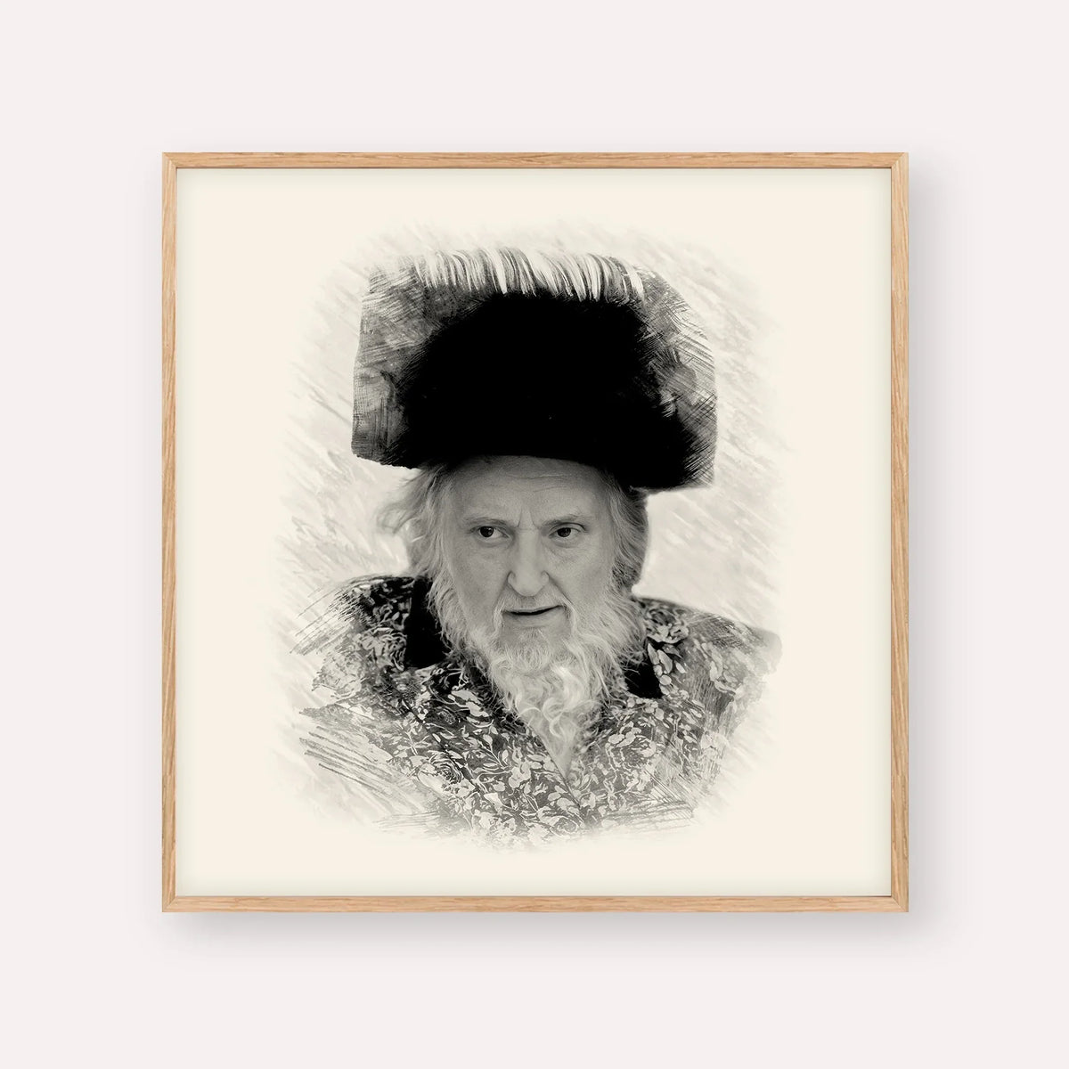 Rabbi Moshe Sternbuch – Black & White – Wood Frame Square | Jewish Wall Art, Gedolim Pictures