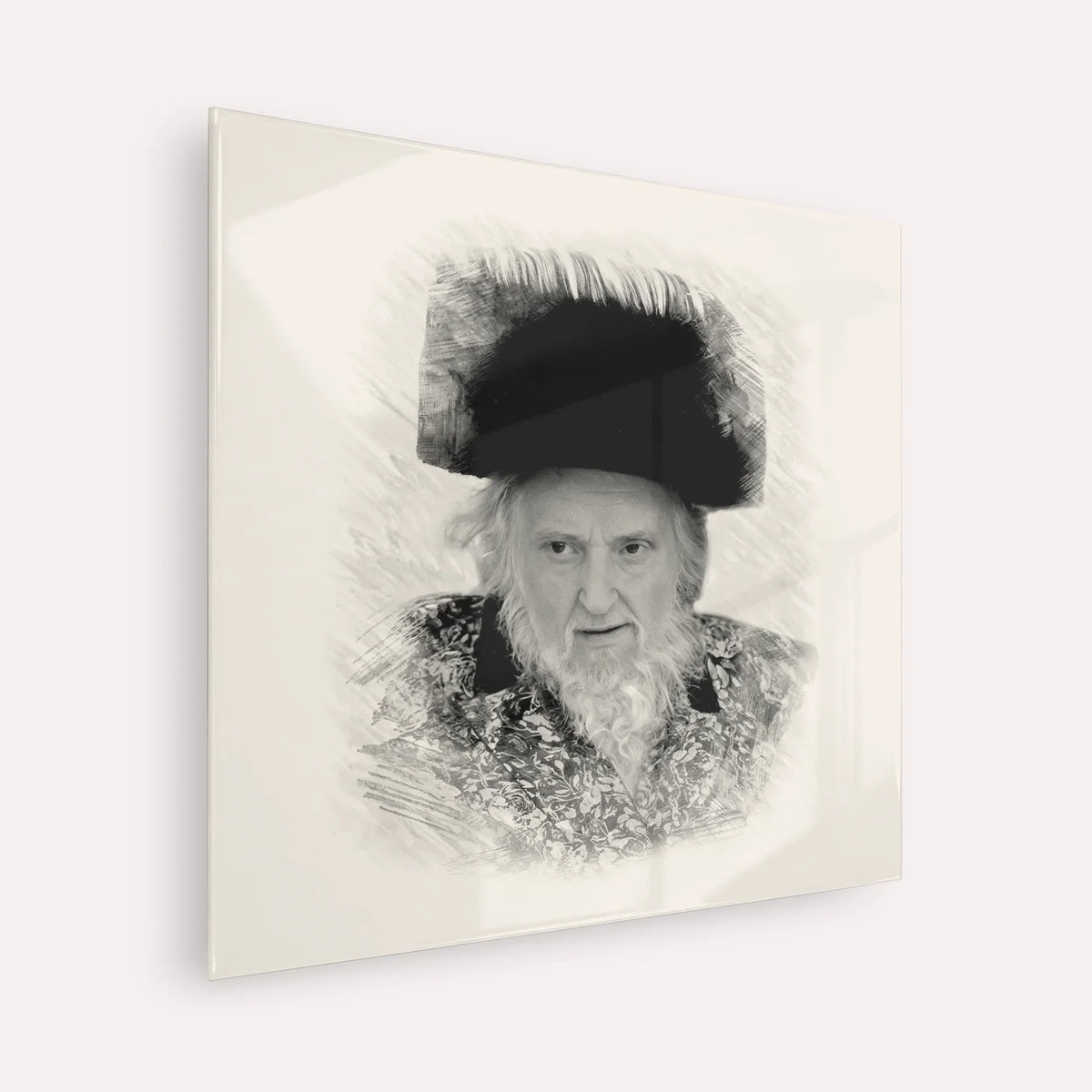 Rabbi Moshe Sternbuch – Black & White – Acrylic Glass Square | Jewish Wall Art, Gedolim Pictures