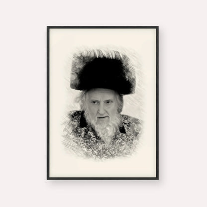 Rabbi Moshe Sternbuch – Black & White – Black Frame Vertical | Jewish Wall Art, Gedolim Pictures