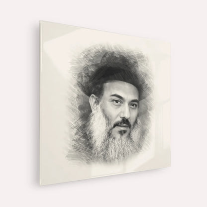Rabbi Nissim Yagen – Black & White – Acrylic Glass Square | Jewish Wall Art, Gedolim Pictures