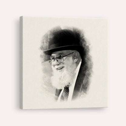 Rabbi Noah Weinberg – Black & White – Canvas Square | Jewish Wall Art, Gedolim Pictures