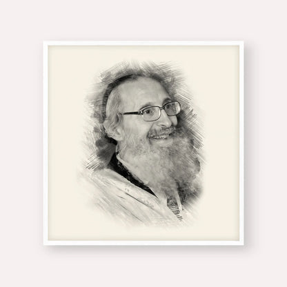 Rabbi Nosson Tzvi Finkel – Black & White – White Frame Square | Jewish Wall Art, Gedolim Pictures
